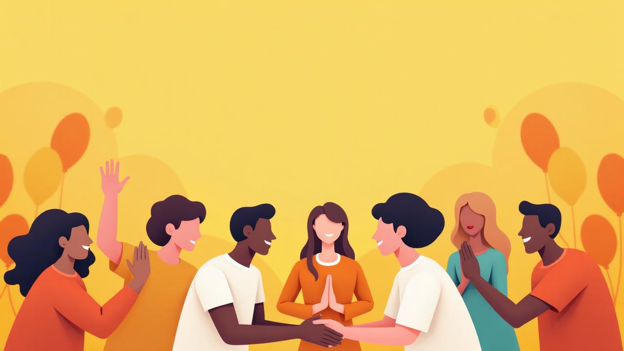 People from around the world greeting each other