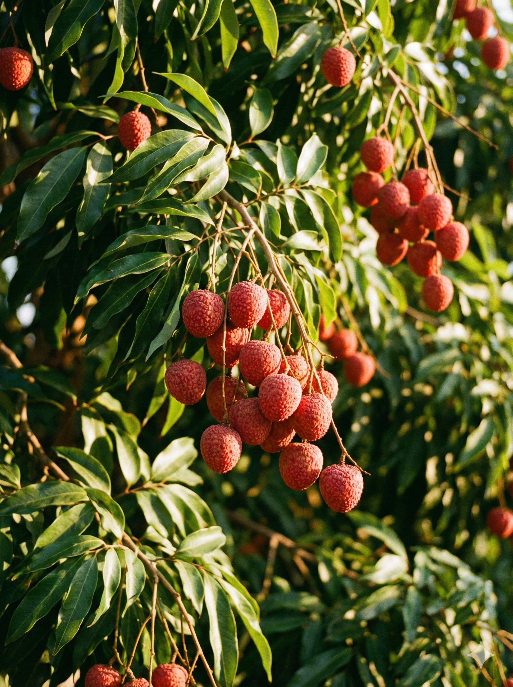 Lychee fruit growing on tree